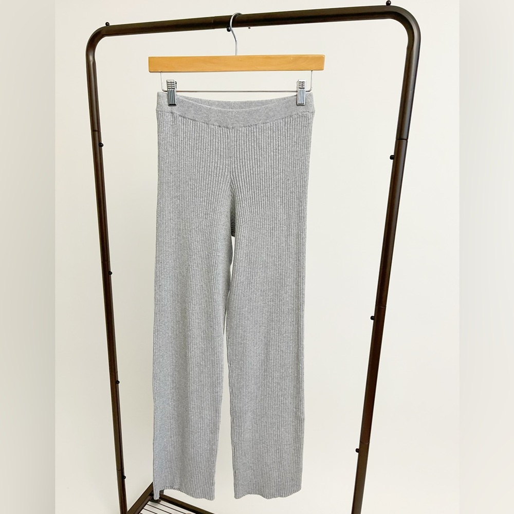 Skin Gray Ribbed Knit Pants